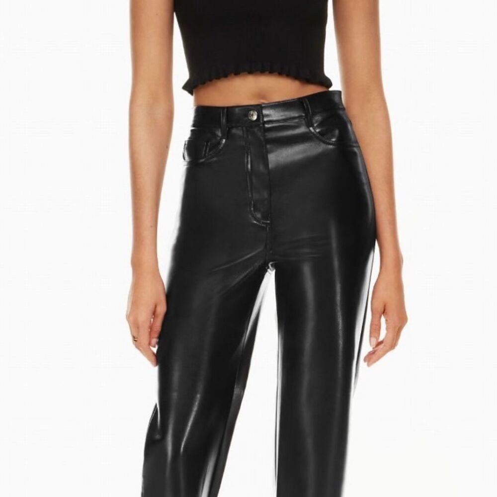 Wilfred Women's Size 6 Melina Black High-Rise Faux Leather Dress Pants